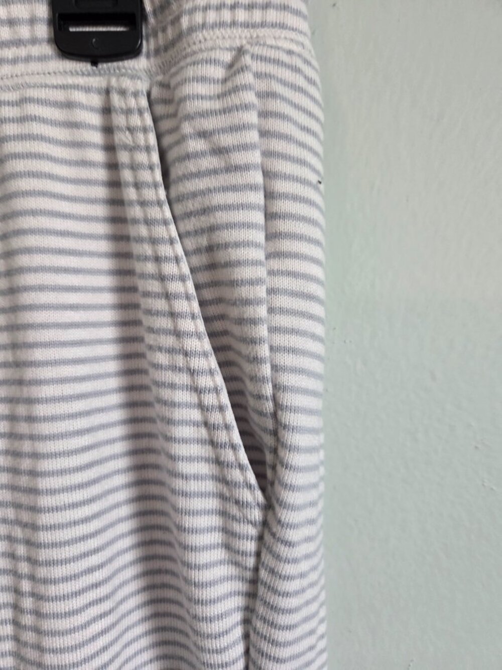 Loft Pajama Set Women's Medium Henley Gray Striped Drawstring Sleepwear NWOT - Picture 11 of 11